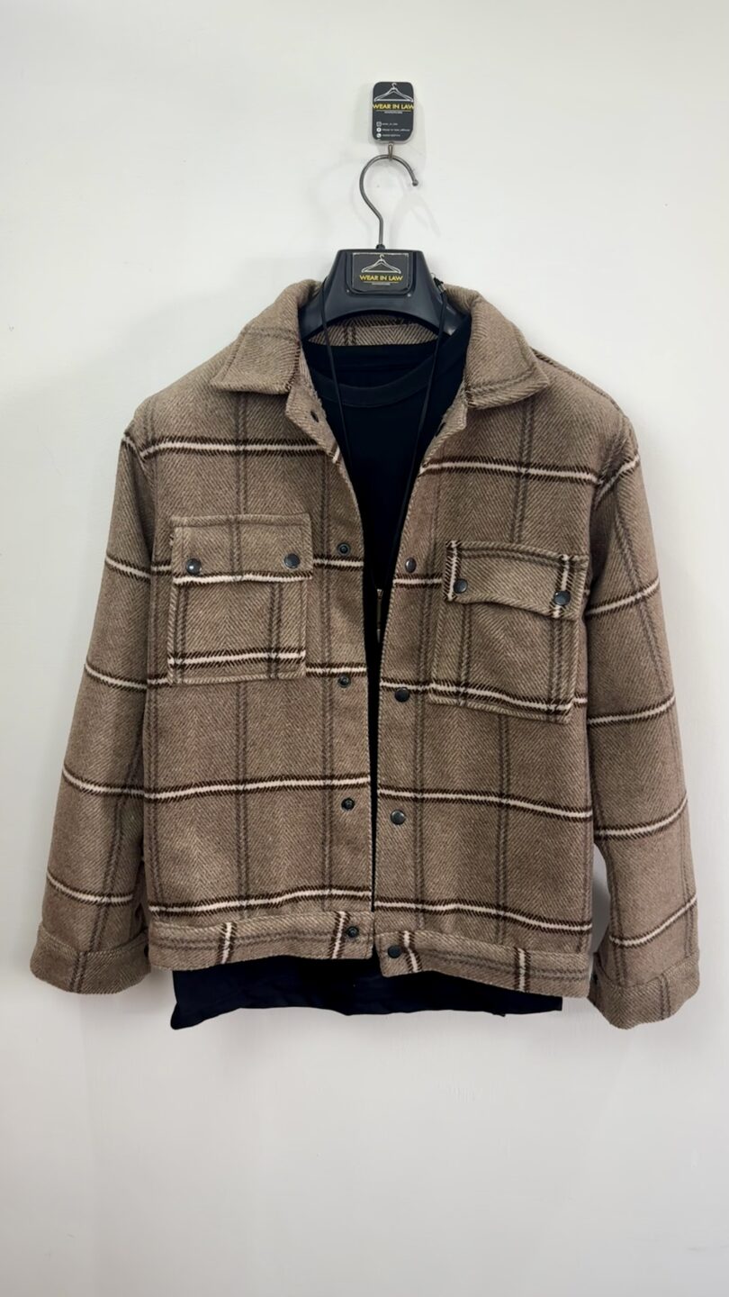 Camel brown checked vool jacket