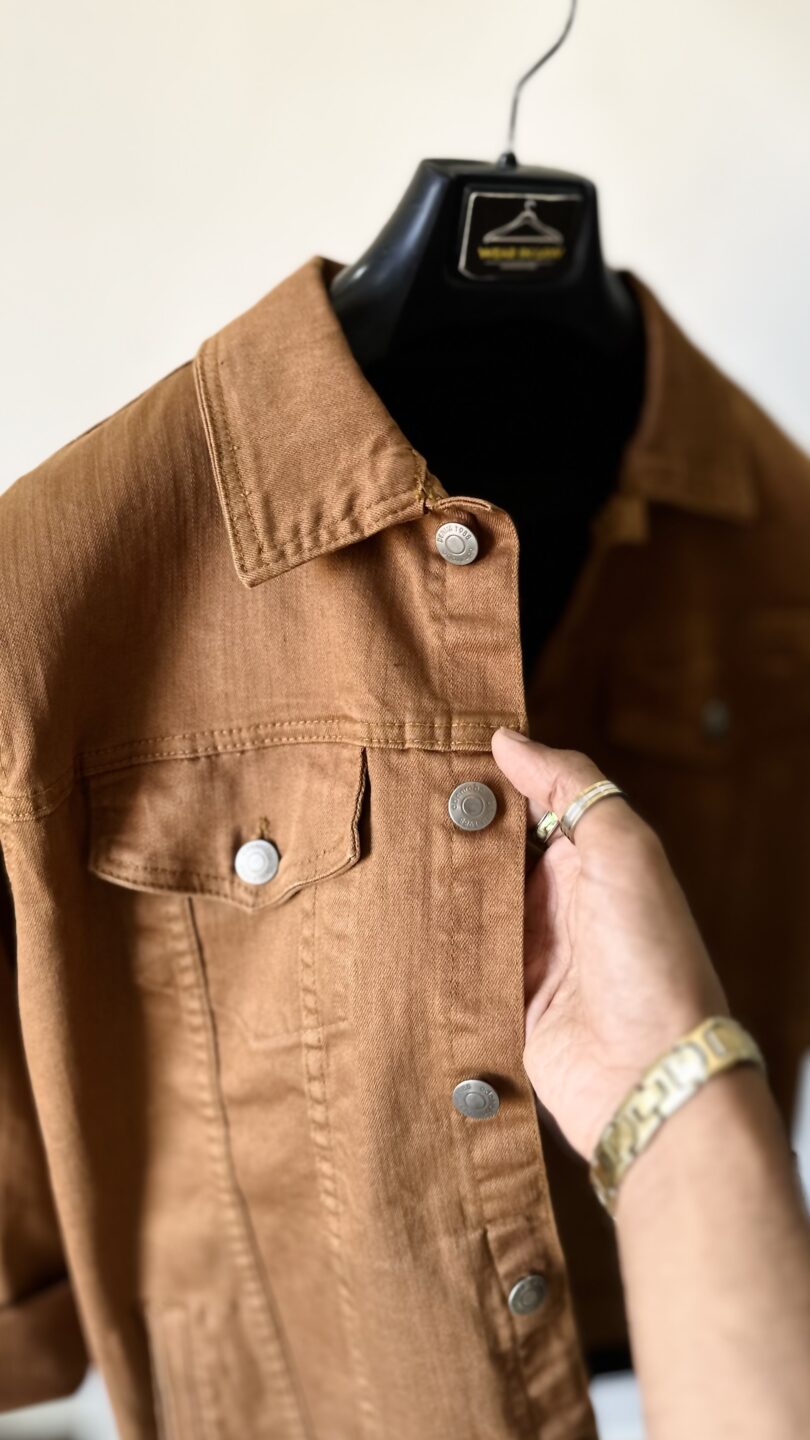 Brown premium denim jacket - Image 2