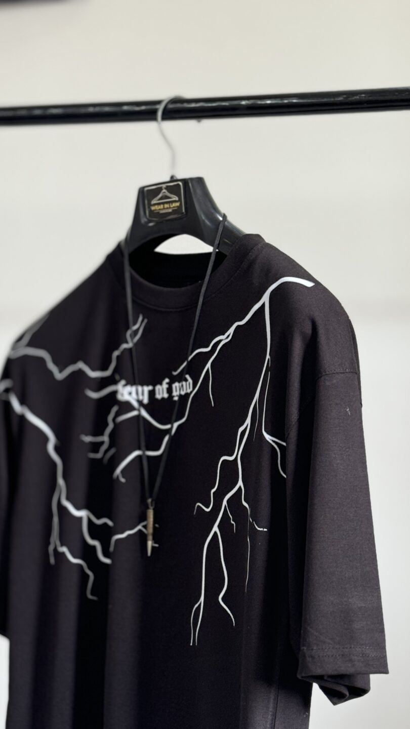 Lightning & letter print oversized tees - Image 3