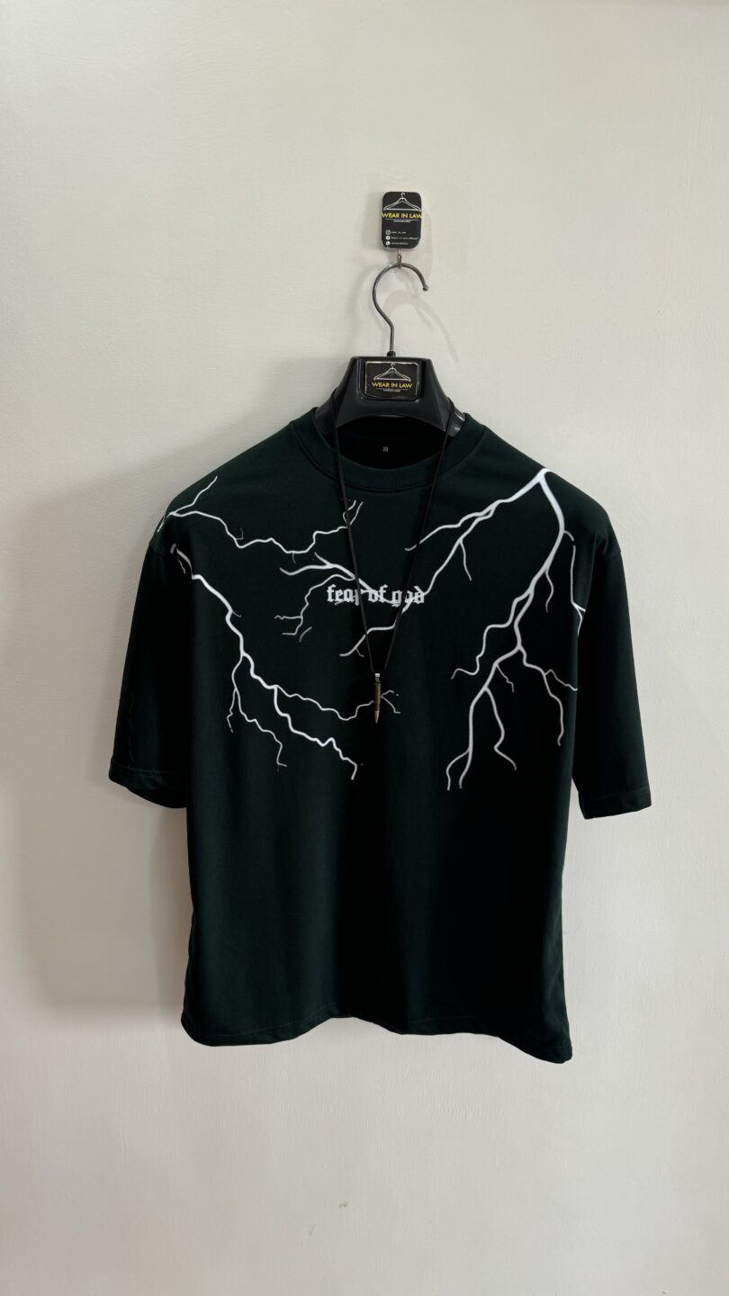 Lightning & letter print oversized tees - Image 2